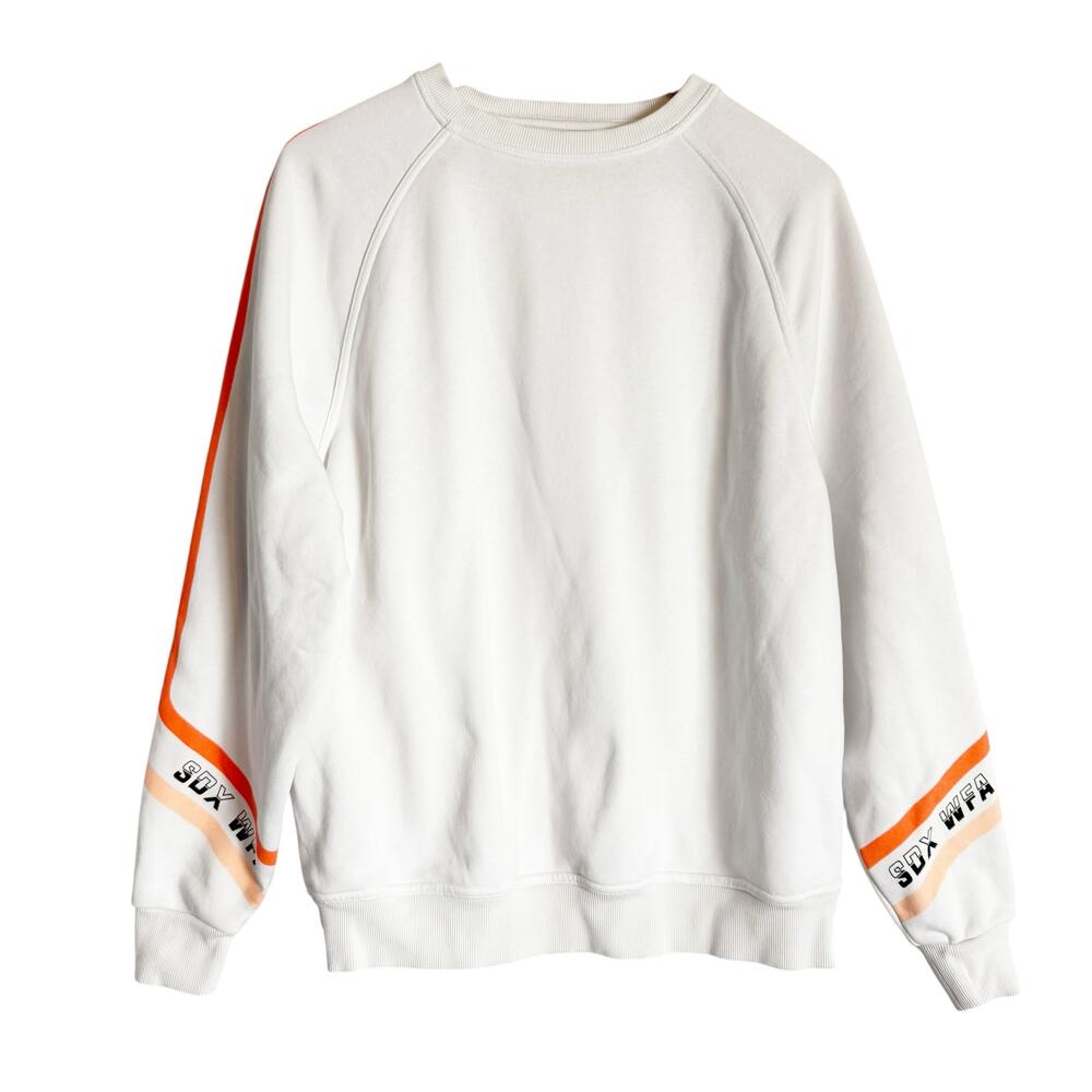 White Fox SDX WFA White Logo Striped Crewneck Long Sleeve Sweatshirt Size Small